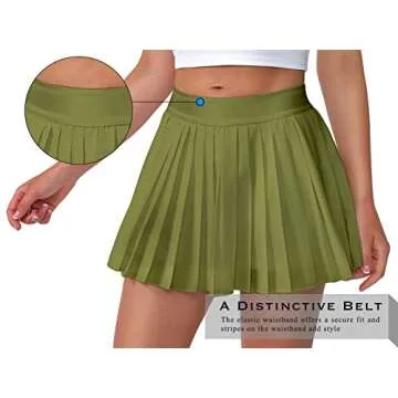 Eleloveph Women's Pleated Tennis Skirt - Olive Green
