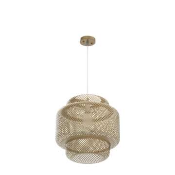 Karjearl Bamboo Pendant Light - Boho Basket Chandelier Handmade Woven Pendant Light, Natural Wicker Rattan Hanging Chandelier for Kitchen Island Dining Room Living Room Porch