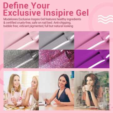 Modelones Gel Nail Polish Kit with 48W LED Nail Lamp Dryer Glitter Purple Pink Gel Polish Starter Ki...