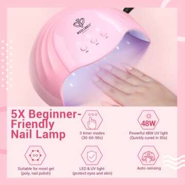 Modelones Gel Nail Polish Kit with 48W LED Nail Lamp Dryer Glitter Purple Pink Gel Polish Starter Kit Manicure, Soak Off LED Gel Nail Polish Set DIY Home Gel Nail Kit Designs Gifts for Women
