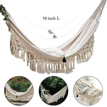 Stageya Hammock,Boho Hammock Large Double Deluxe Hammock Swing Bed with Carry Bag for Outdoor & Wedd...
