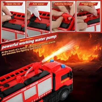 Remote Control Fire Truck for Boys, RC Fire Truck Toy Set with 4Pcs Mini Firetrucks. Rescue Truck With Flashing Lights and Siren Sounds. Christmas, New Year and Birthday Gifts For Kids and Toodlers