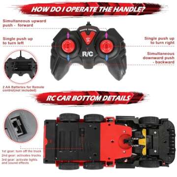 Remote Control Fire Truck for Boys, RC Fire Truck Toy Set with 4Pcs Mini Firetrucks. Rescue Truck With Flashing Lights and Siren Sounds. Christmas, New Year and Birthday Gifts For Kids and Toodlers