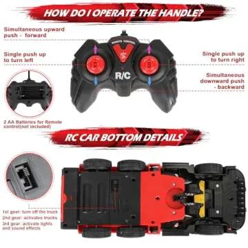 Remote Control Fire Truck for Boys, RC Fire Truck Toy Set with 4Pcs Mini Firetrucks. Rescue Truck With Flashing Lights and Siren Sounds. Christmas, New Year and Birthday Gifts For Kids and Toodlers