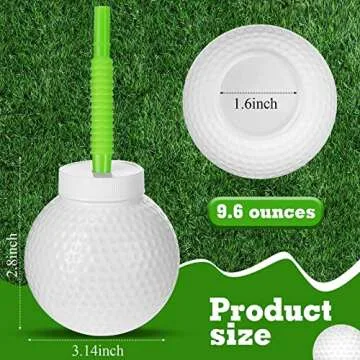 Sawysine 12 Set Golf Ball Cups with Straws and Lids, 10 oz Plastic Reusable Golf Party Cups Bulk for Kids Birthday Theme Party Golf Party Supplies