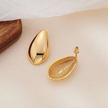 NEPULOY Waterdrop Earrings for Women Gold Dangle Earrings Statement Earrings Fashion Jewelry