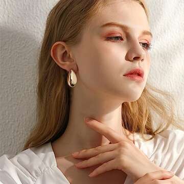 NEPULOY Waterdrop Earrings for Women Gold Dangle Earrings Statement Earrings Fashion Jewelry