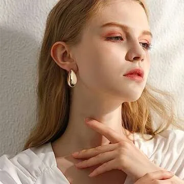 NEPULOY Waterdrop Earrings for Women Gold Dangle Earrings Statement Earrings Fashion Jewelry