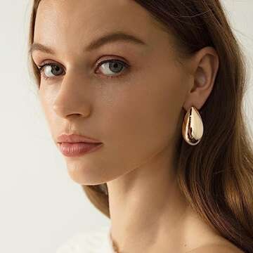 NEPULOY Waterdrop Earrings for Women Gold Dangle Earrings Statement Earrings Fashion Jewelry