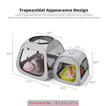 Tenrai Portable Cat Playpen - Foldable Indoor/Outdoor Pet Tent for Dogs and Cats
