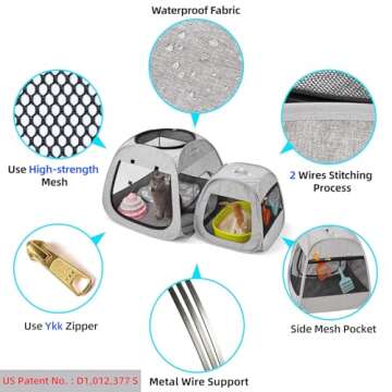 Tenrai Portable Cat Playpen with Trapezoidal Design for Pets