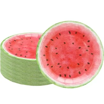50Pcs Watermelon Party Supplies - Durable 7" Plates for Summer Celebrations