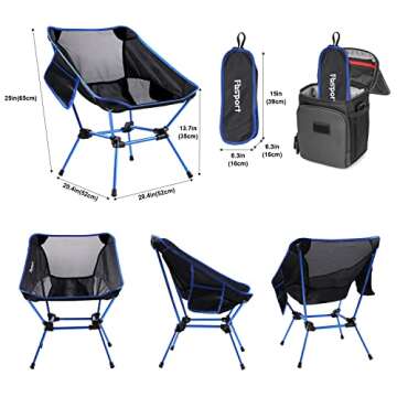 FBSPORT 2 Pack Portable Camping Chairs Lightweight Backpacking Chair Compact & Heavy Duty for Camp, Backpack, Hiking, Beach, Picnic, with Carry Bag