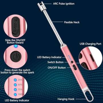 MEIRUBY 2 Pack Lighter Electric Candle Lighter Birthday Gifts for Women Mom Wife Men, Long Electroni...