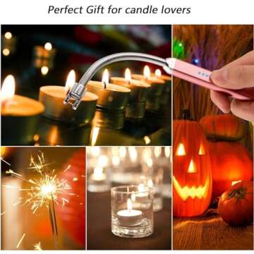 MEIRUBY 2 Pack Lighter Electric Candle Lighter Birthday Gifts for Women Mom Wife Men, Long Electronic Rechargeable USB Lighter Arc Windproof Flameless Lighters for Candle Camping BBQ
