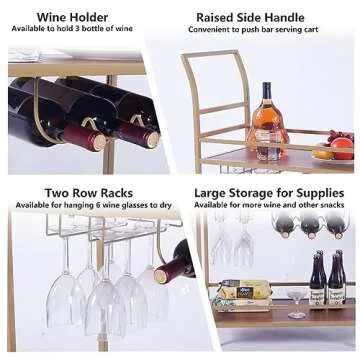 Elegant Bar Cart with Wine Rack for Stylish Living