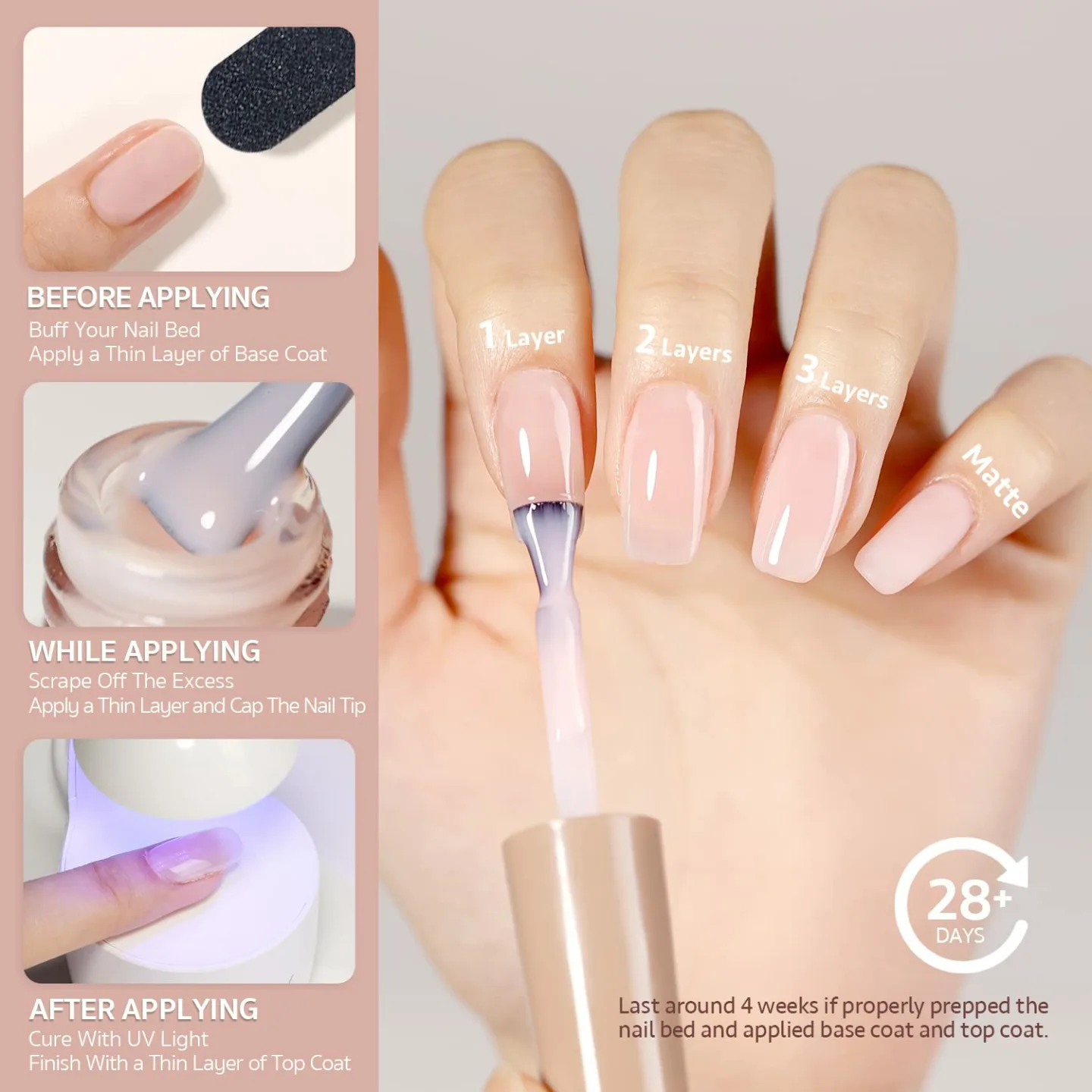 Light Pink Gel Nail Polish - 16ml for Nail Art