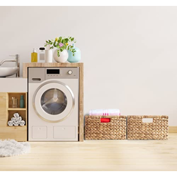 Natural Water Hyacinth Woven Storage Baskets Set of 3