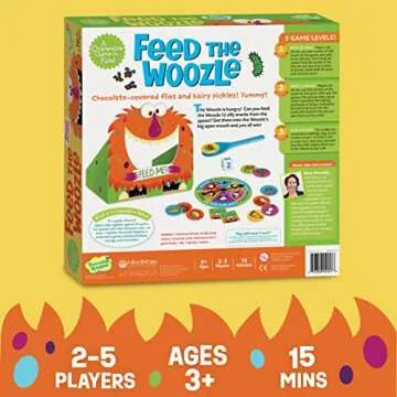 Peaceable Kingdom Feed The Woozle Cooperative Game for 2 to 5 Kids Ages 3+ - Learn Social Skills While Completing Physical Challenges