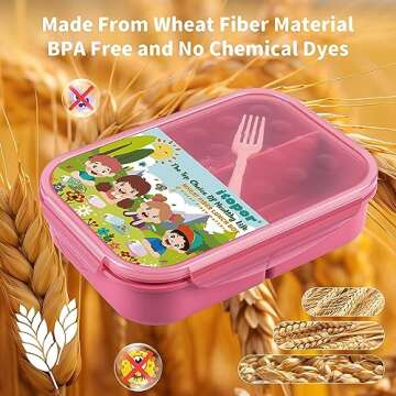 Itopor® Ideal Leak-Proof Bento Box for Kids,Wheat Fiber Material Lunch Box Kids,BPA-Free Lunch Cont...