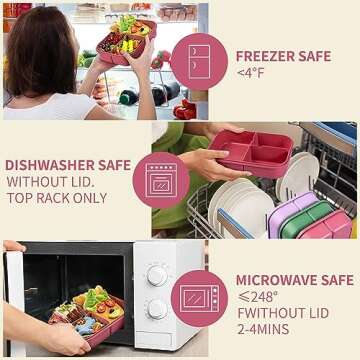 Itopor® Ideal Leak-Proof Bento Box for Kids,Wheat Fiber Material Lunch Box Kids,BPA-Free Lunch Containers with Utensils,Microwave & Dishwasher Safe Bento Box Adult (Pink 1300ml)
