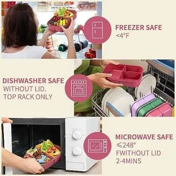 Itopor® Ideal Leak-Proof Bento Box for Kids,Wheat Fiber Material Lunch Box Kids,BPA-Free Lunch Containers with Utensils,Microwave & Dishwasher Safe Bento Box Adult (Pink 1300ml)