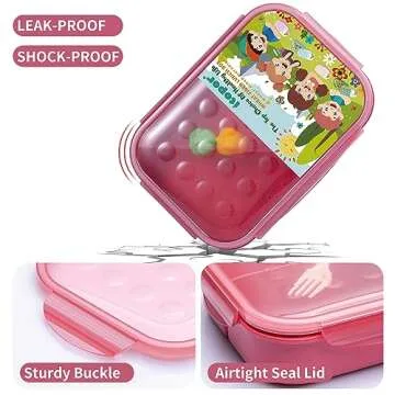 Itopor® Ideal Leak-Proof Bento Box for Kids,Wheat Fiber Material Lunch Box Kids,BPA-Free Lunch Containers with Utensils,Microwave & Dishwasher Safe Bento Box Adult (Pink 1300ml)