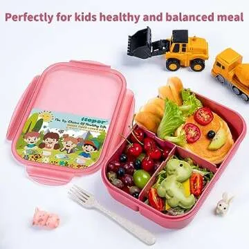 Itopor® Ideal Leak-Proof Bento Box for Kids,Wheat Fiber Material Lunch Box Kids,BPA-Free Lunch Containers with Utensils,Microwave & Dishwasher Safe Bento Box Adult (Pink 1300ml)