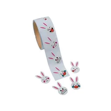 Emoji Easter Bunny Stickers - 100 Sticker Roll - Fun Easter Party Fillers
