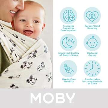 Moby Baby Wrap Carrier for Newborns to Toddlers (8-33lbs), Infant Sling Carrier, Lightweight & Hands...