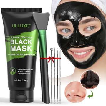 ulluxe Blackhead Remover Mask, Black Charcoal Peel Off Face Mask, Deep Cleansing Mask for Face Nose ...