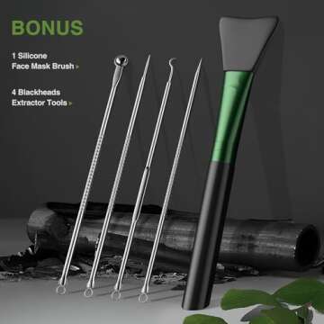 ulluxe Blackhead Remover Mask, Black Charcoal Peel Off Face Mask, Deep Cleansing Mask for Face Nose Black Head Acne Pores, Purifying Facial Mask with Pimple Extractor and Face Mask Brush (3.5 fl.oz)