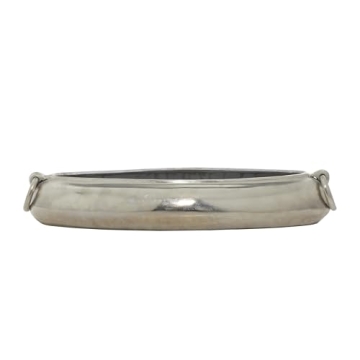 Deco 79 Aluminum Metal Decorative Decorative Bowl Decorative Container with Ring Handles, Decorative Keepsake Box 24" x 9" x 4", Silver