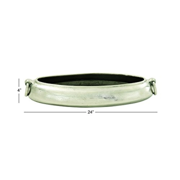 Deco 79 Aluminum Metal Decorative Decorative Bowl Decorative Container with Ring Handles, Decorative Keepsake Box 24" x 9" x 4", Silver