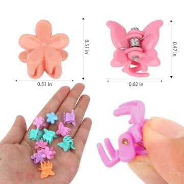YISSION Hair Clips, 80Pcs Mini Flower & Butterfly Hair Clips for Girls Women Plastic & Metal, Small Size, Random Bright Colors, Wide Application, Perfect Gifts, Vintage 90s Hair Accessories