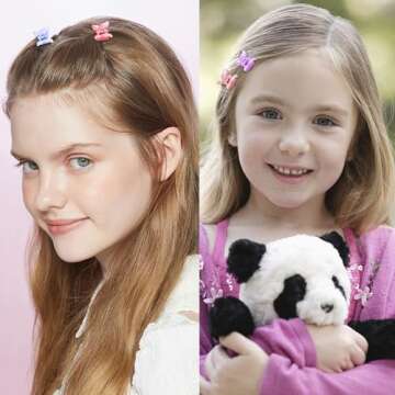 YISSION Hair Clips, 80Pcs Mini Flower & Butterfly Hair Clips for Girls Women Plastic & Metal, Small Size, Random Bright Colors, Wide Application, Perfect Gifts, Vintage 90s Hair Accessories