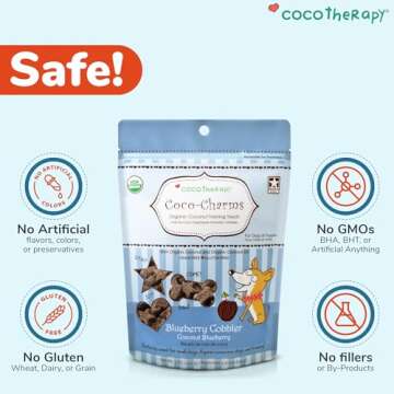 Cocotherapy Coco-Charms Blueberry Cobbler - Organic Dog Treats, All Natural, Vegan Training Treat for Dogs with Organic Coconut Oil