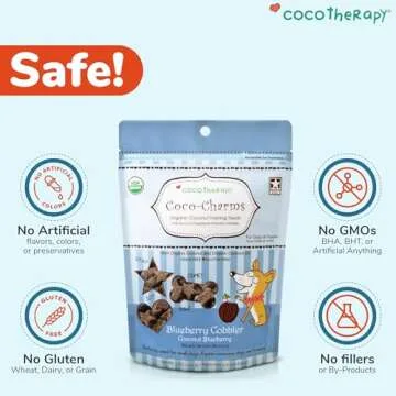 Cocotherapy Coco-Charms Blueberry Cobbler - Organic Dog Treats, All Natural, Vegan Training Treat for Dogs with Organic Coconut Oil