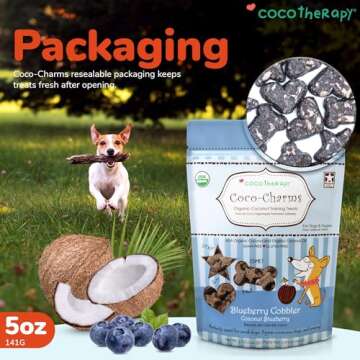 Cocotherapy Coco-Charms Blueberry Cobbler - Organic Dog Treats, All Natural, Vegan Training Treat for Dogs with Organic Coconut Oil