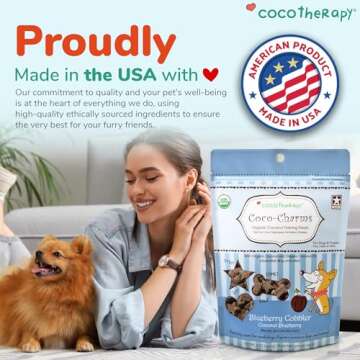 Cocotherapy Coco-Charms Blueberry Cobbler - Organic Dog Treats, All Natural, Vegan Training Treat for Dogs with Organic Coconut Oil
