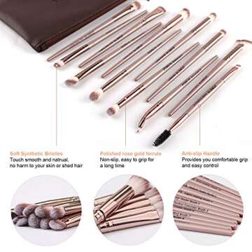 Z'OREYA Eye Makeup Brushes: 12 Pcs Professional Set with Case