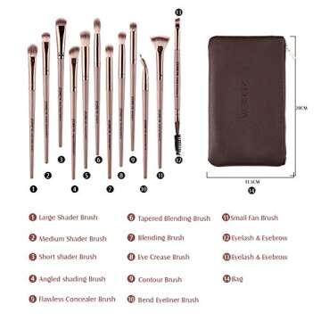 Z'OREYA 12Pcs Eye Makeup Brush Set for Flawless Looks