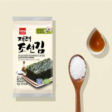 Wang Korean Roasted Seaweed Snack, Keto-friendly, Vegan, Gluten-Free, Healthy Snack 0.14 Ounce, Pack...