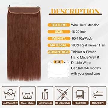 Benehair Invisible Wire Human Hair Extensions for Easy Style
