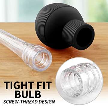 Zulay Kitchen Turkey Baster Syringe - Baster For Cooking - Meat and Food Injector Syringe Large - Plastic Food Grade Syringe For Cooking & Basting With Detachable Large Bulb - Comes With Cleaning Brush (Black)