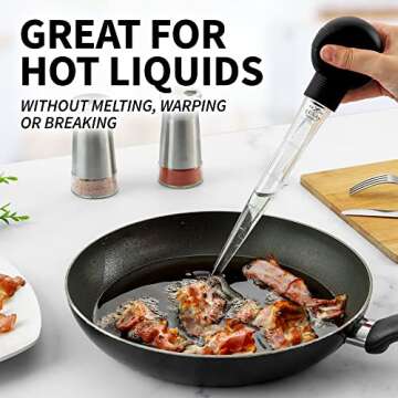 Zulay Kitchen Turkey Baster Syringe - Baster For Cooking - Meat and Food Injector Syringe Large - Plastic Food Grade Syringe For Cooking & Basting With Detachable Large Bulb - Comes With Cleaning Brush (Black)