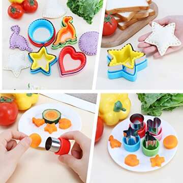 FIRETREESILVERFLOWER Sandwich Cutter and Sealer,Bread Sandwich Decruster Maker Fruit Vegetable Cookie Cutters for Kids Bento Box,Heart,Star,Dinosaur,Circle Shapes Sandwich and Cookie Cutters.