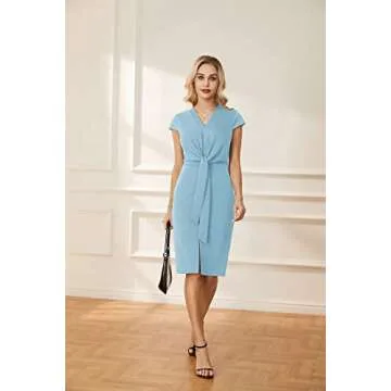Elegant Sky Blue Midi Dress for Women by GRACE KARIN