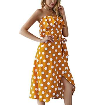 WEEPINLEE Women's Elegant Off The Shoulder Polka Dot Summer Dress for Parties
