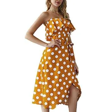 WEEPINLEE Women's Stylish Summer Polka Dot Dress